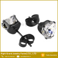 Stainless Steel Black Plated Prong Set Clear Heart Cubic Zircon Earrings Designs